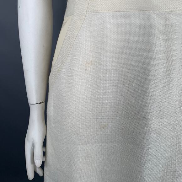 AKRIS Size 10 Cream Cotton Textured Sleeveless Dress - Picture 5 of 9